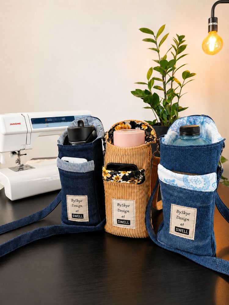 Sew a Stylish Upcycled Crossbody Water Bottle Carrier with Phone Pocket