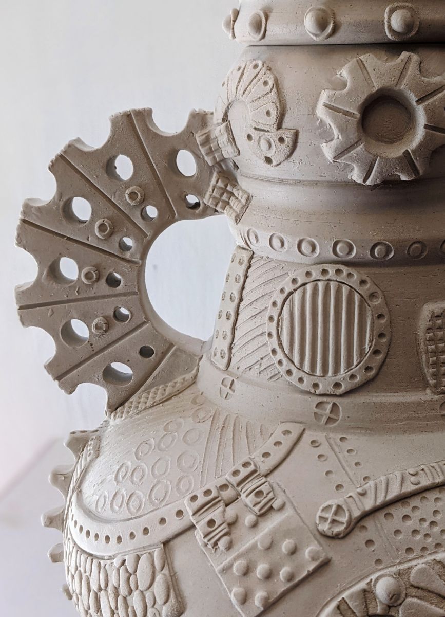 PJ_Detail Steampunk teapot PJ Pottery